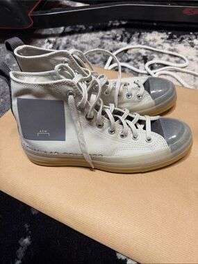 A-COLD-WALL* High-Top Canvas Sneakers in Light Gray with Translucent Toe